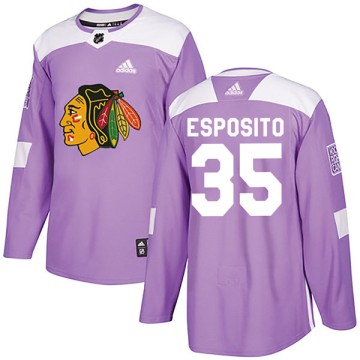 Authentic Adidas Youth Tony Esposito Chicago Blackhawks Fights Cancer Practice Jersey - Purple