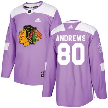 Authentic Adidas Youth Zach Andrews Chicago Blackhawks Fights Cancer Practice Jersey - Purple