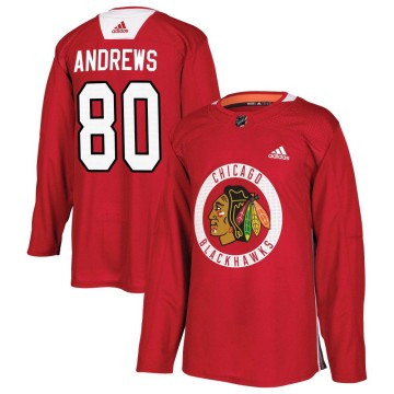 Authentic Adidas Youth Zach Andrews Chicago Blackhawks Red Home Practice Jersey - Black