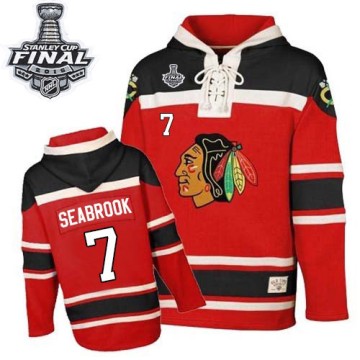 Authentic Youth Brent Seabrook Chicago Blackhawks Old Time Hockey Red Sawyer Hooded Sweatshirt 2015 Stanley Cup Patch - Black