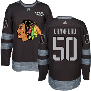 Authentic Youth Corey Crawford Chicago Blackhawks 1917-2017 100th Anniversary Jersey - Black