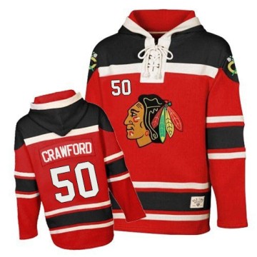 Authentic Youth Corey Crawford Chicago Blackhawks Old Time Hockey Red Sawyer Hooded Sweatshirt - Black