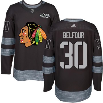 Authentic Youth ED Belfour Chicago Blackhawks 1917-2017 100th Anniversary Jersey - Black