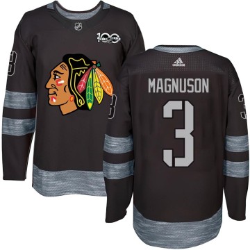 Authentic Youth Keith Magnuson Chicago Blackhawks 1917-2017 100th Anniversary Jersey - Black