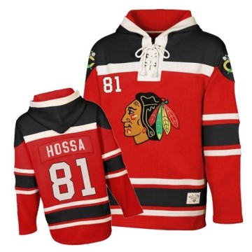 Authentic Youth Marian Hossa Chicago Blackhawks Old Time Hockey Red Sawyer Hooded Sweatshirt - Black
