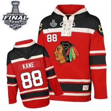 Authentic Youth Patrick Kane Chicago Blackhawks Old Time Hockey Red Sawyer Hooded Sweatshirt 2015 Stanley Cup Patch - Black
