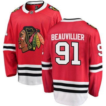 Breakaway Fanatics Branded Men's Anthony Beauvillier Chicago Blackhawks Red Home Jersey - Black