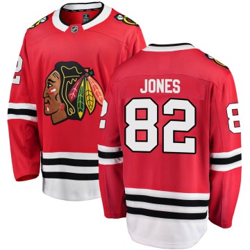 Breakaway Fanatics Branded Men's Caleb Jones Chicago Blackhawks Red Home Jersey - Black