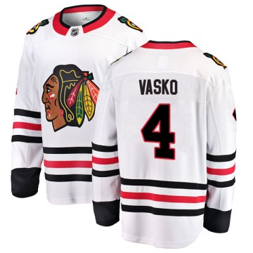 Breakaway Fanatics Branded Men's Elmer Vasko Chicago Blackhawks Away Jersey - White