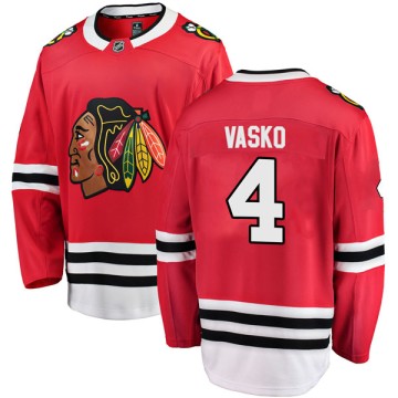 Breakaway Fanatics Branded Men's Elmer Vasko Chicago Blackhawks Red Home Jersey - Black