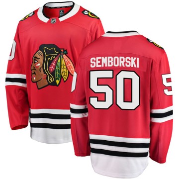 Breakaway Fanatics Branded Men's Eric Semborski Chicago Blackhawks Red Home Jersey - Black