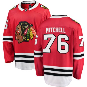 Breakaway Fanatics Branded Men's Garrett Mitchell Chicago Blackhawks Red Home Jersey - Black
