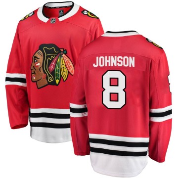 Breakaway Fanatics Branded Men's Jack Johnson Chicago Blackhawks Red Home Jersey - Black
