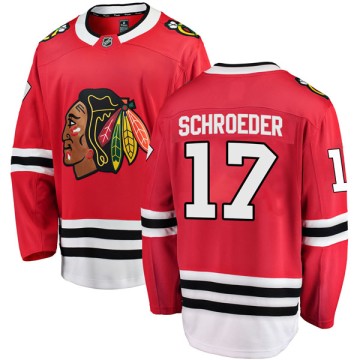 Breakaway Fanatics Branded Men's Jordan Schroeder Chicago Blackhawks Red Home Jersey - Black