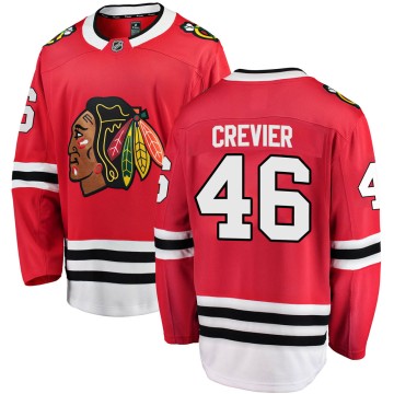 Breakaway Fanatics Branded Men's Louis Crevier Chicago Blackhawks Red Home Jersey - Black