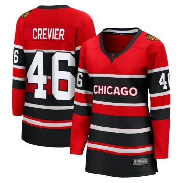 Breakaway Fanatics Branded Women's Louis Crevier Chicago Blackhawks Red Special Edition 2.0 Jersey - Black