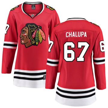 Breakaway Fanatics Branded Women's Matej Chalupa Chicago Blackhawks Red Home Jersey - Black