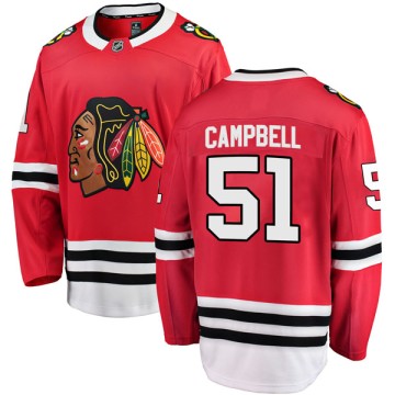 Breakaway Fanatics Branded Youth Brian Campbell Chicago Blackhawks Red Home Jersey - Black
