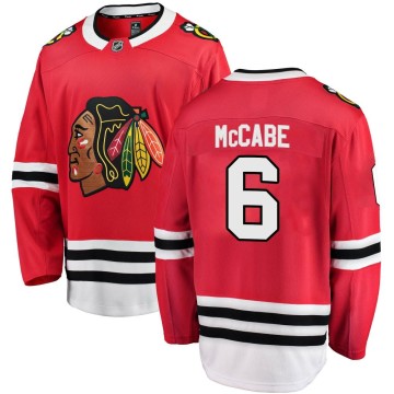 Breakaway Fanatics Branded Youth Jake McCabe Chicago Blackhawks Red Home Jersey - Black