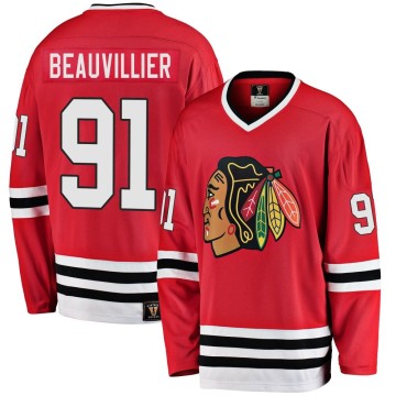 Premier Fanatics Branded Men's Anthony Beauvillier Chicago Blackhawks Breakaway Red Heritage Jersey - Black