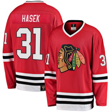 Premier Fanatics Branded Men's Dominik Hasek Chicago Blackhawks Breakaway Red Heritage Jersey - Black
