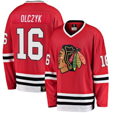 Premier Fanatics Branded Men's Ed Olczyk Chicago Blackhawks Breakaway Red Heritage Jersey - Black