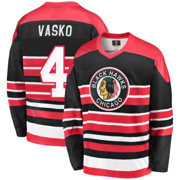 Premier Fanatics Branded Men's Elmer Vasko Chicago Blackhawks Breakaway Heritage Jersey - Red/Black