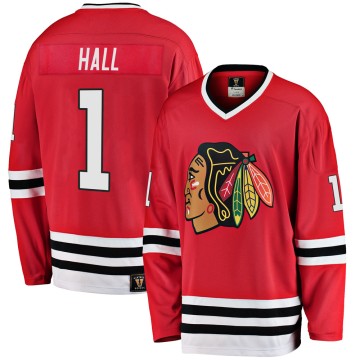 Premier Fanatics Branded Men's Glenn Hall Chicago Blackhawks Breakaway Red Heritage Jersey - Black