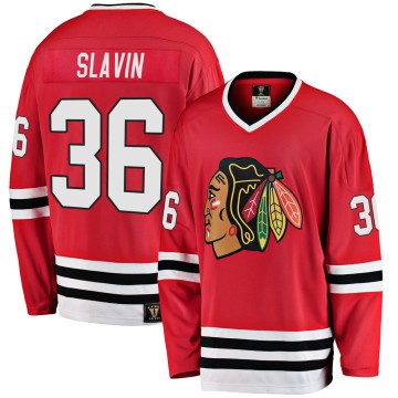 Premier Fanatics Branded Men's Josiah Slavin Chicago Blackhawks Breakaway Red Heritage Jersey - Black
