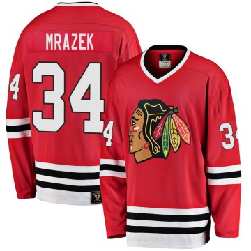 Premier Fanatics Branded Men's Petr Mrazek Chicago Blackhawks Breakaway Red Heritage Jersey - Black