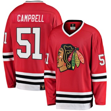 Premier Fanatics Branded Youth Brian Campbell Chicago Blackhawks Breakaway Red Heritage Jersey - Black